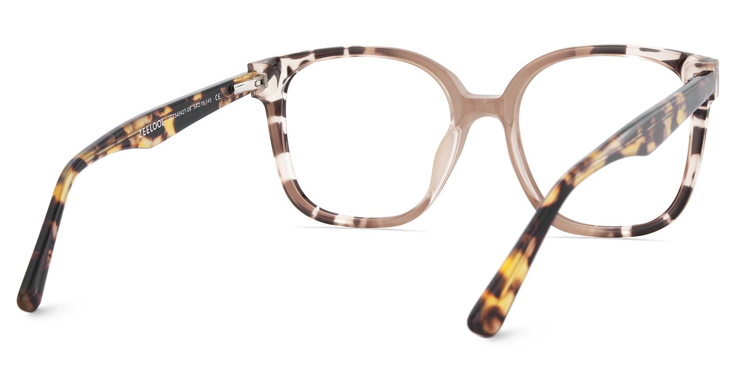 Square Tortoise Eyeglasses With Khaki Color Matching6