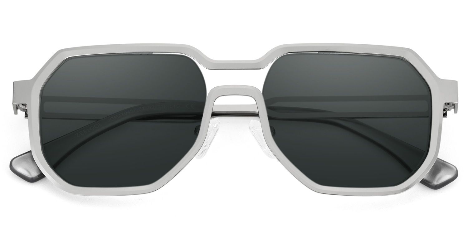 Hype Metal Silver Geometric Frame Sunglasses | ZEELOOL2