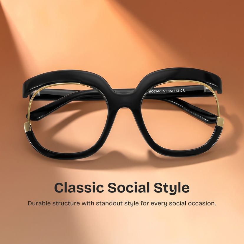 Darice Black Round Glasses