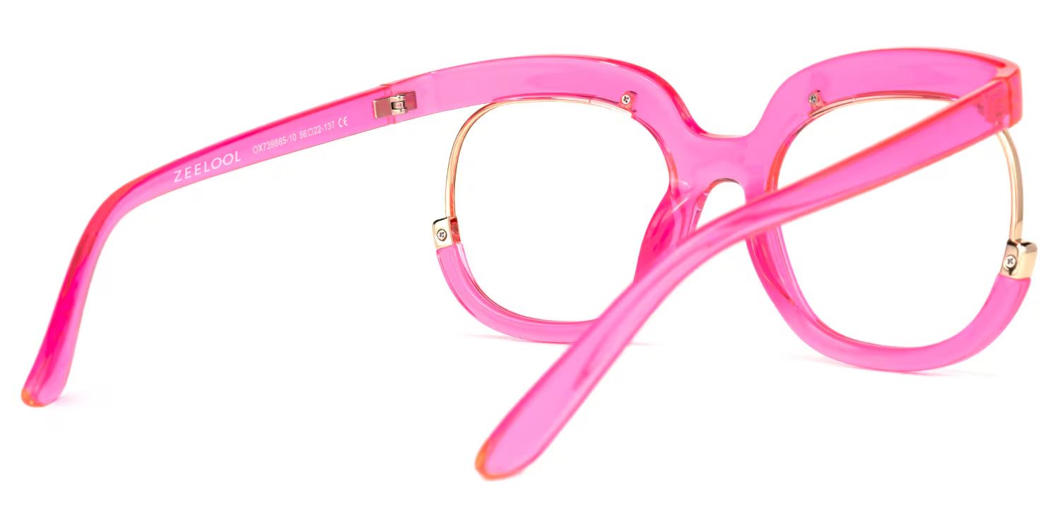 Darice Pink Round Transparent Semi-Frame Glasses | Zeelool3