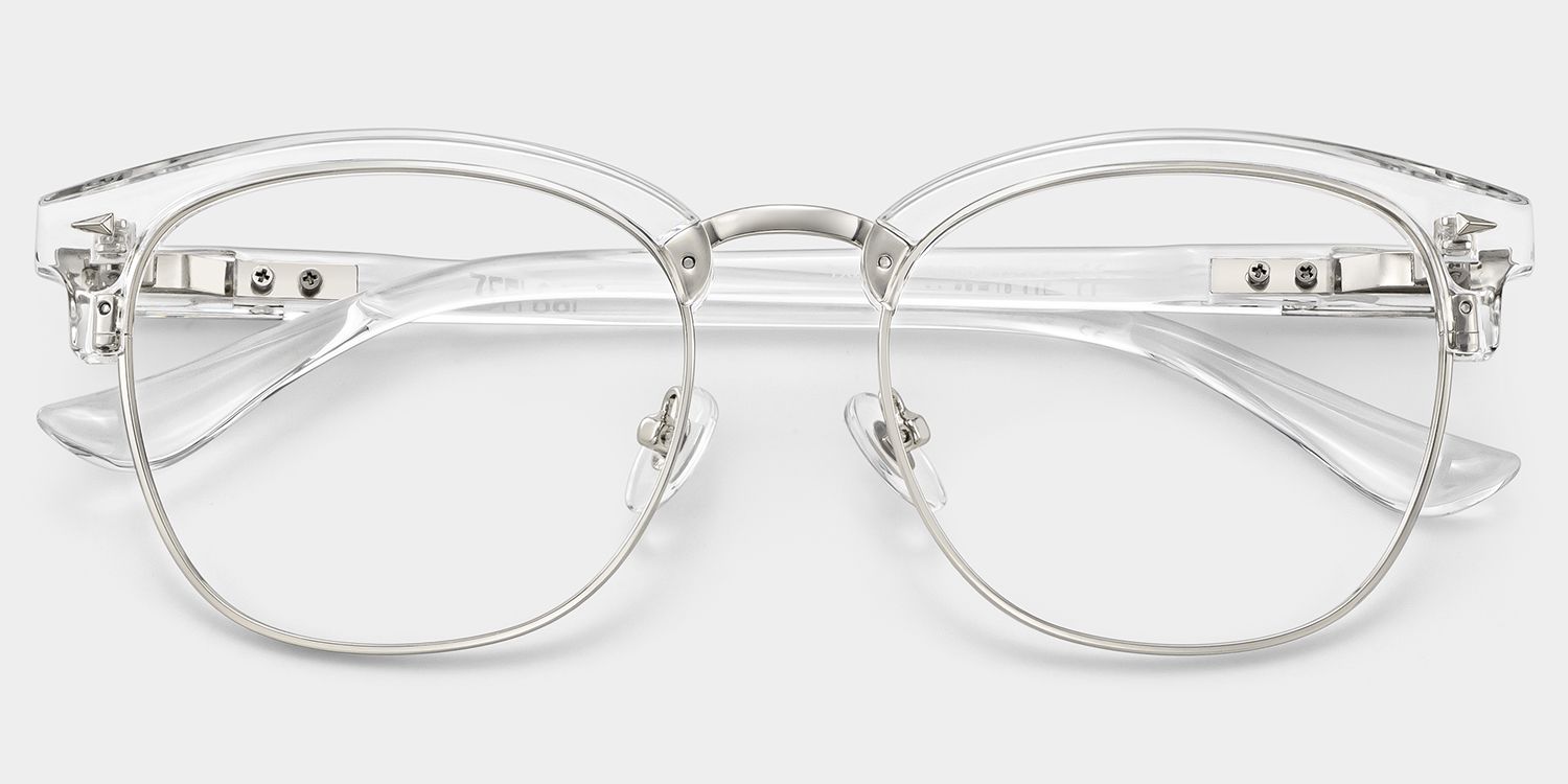 Lasha Clear Browline Mixed Frame Glasses for Women | ZEELOOL2