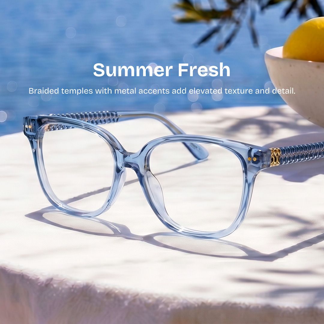 Clara Slim Cat eye Clear Blue Frame Glasses Online | ZEELOOL0
