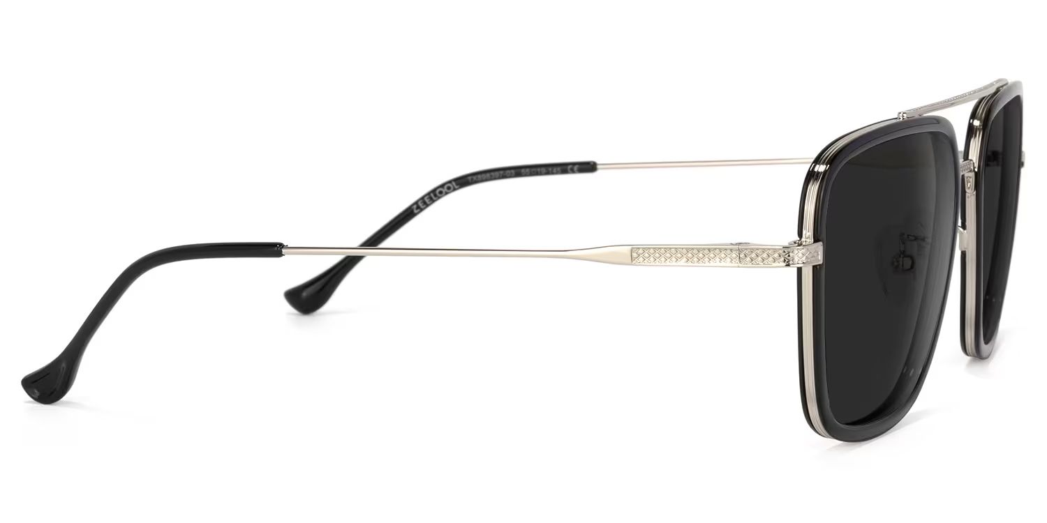 Nayeli Black-Silver Aviator Polarized Sunglasses for Driving | ZEELOOL3