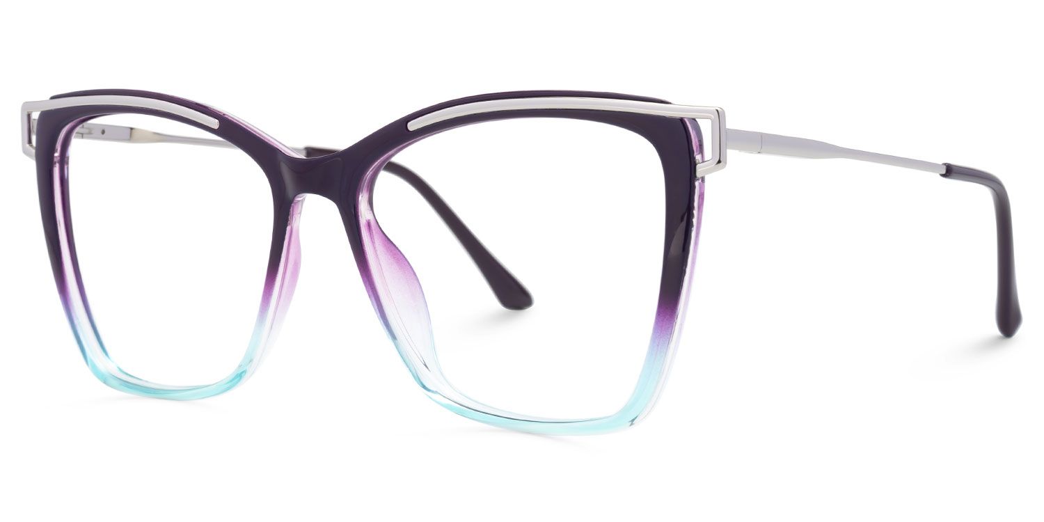 Square Krystle Purple-Blue Eyeglass Frame | ZEELOOL2