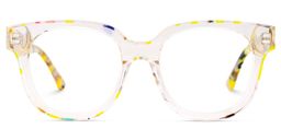 Jett Yellow Clear Square Glasses1