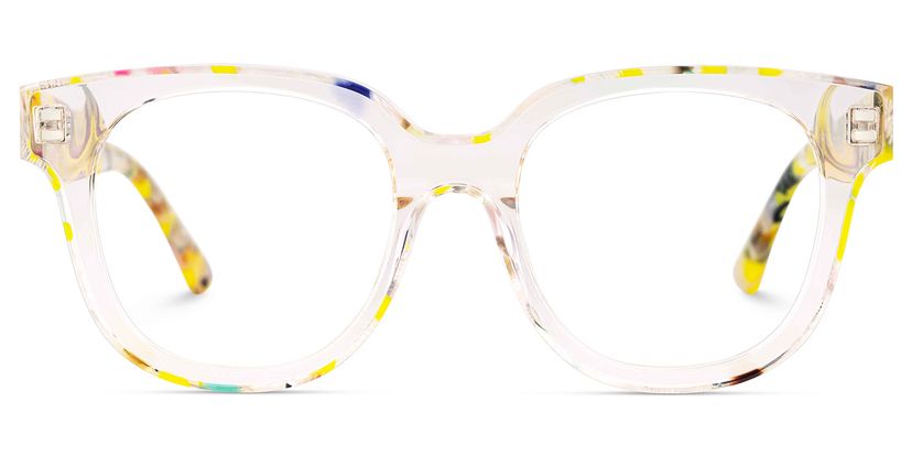 Jett Yellow Clear Square Glasses