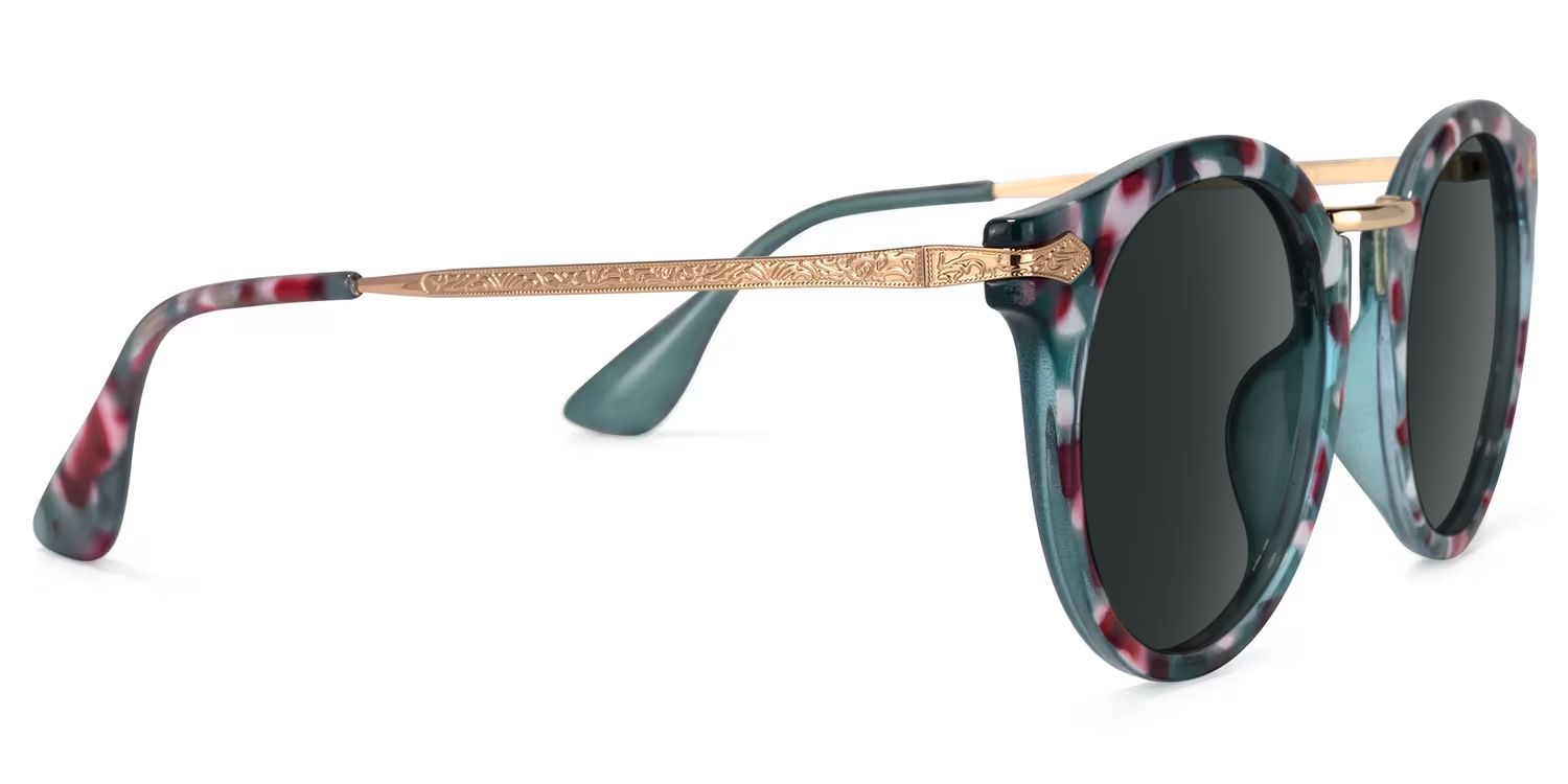 Quentina Mixed Blue Round Frame Sunglasses | ZEELOOL2