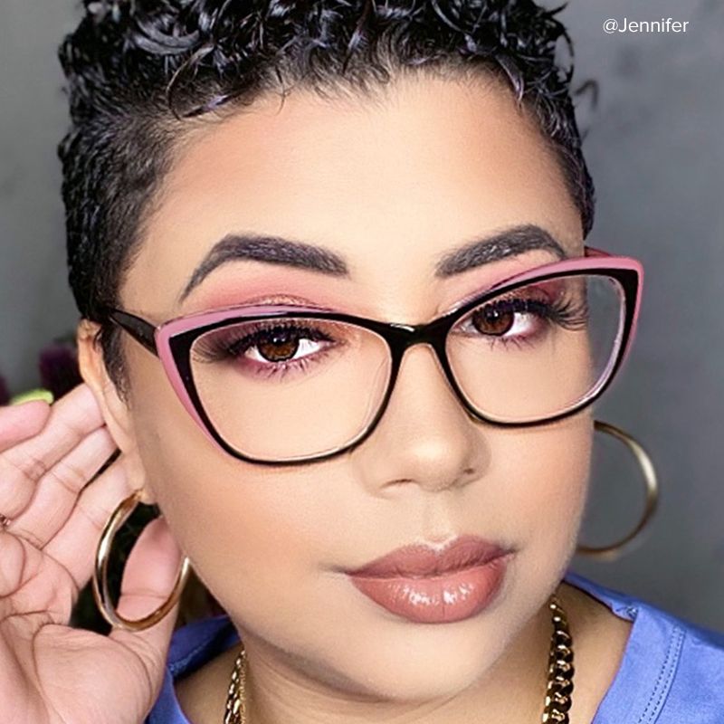 Fidelia Cat Eye Black & Pink Frame Glasses for Women | ZEELOOL6