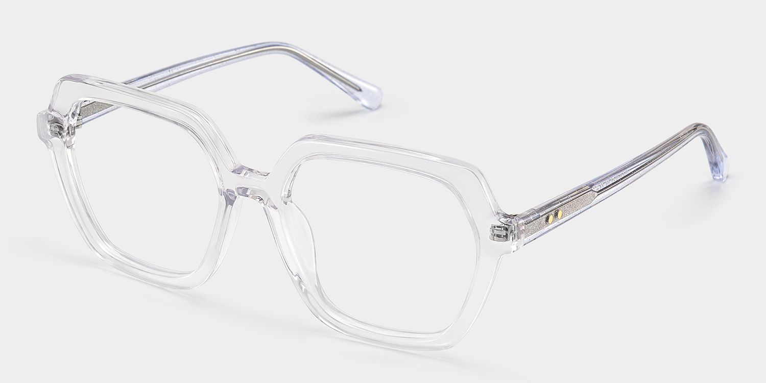 Devon Geometric Clear Hexagon Glasses for Women | ZEELOOL3