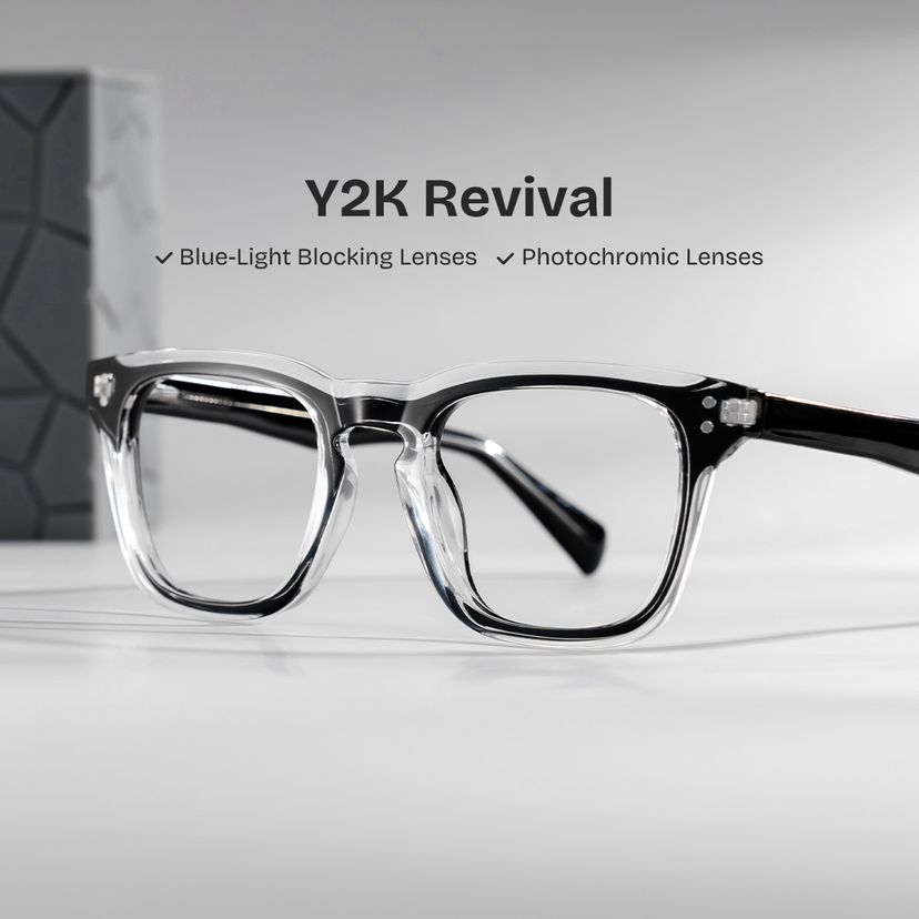Liam Black Clear Rectangle Glasses