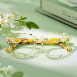 Jett Yellow Clear Square Glasses7