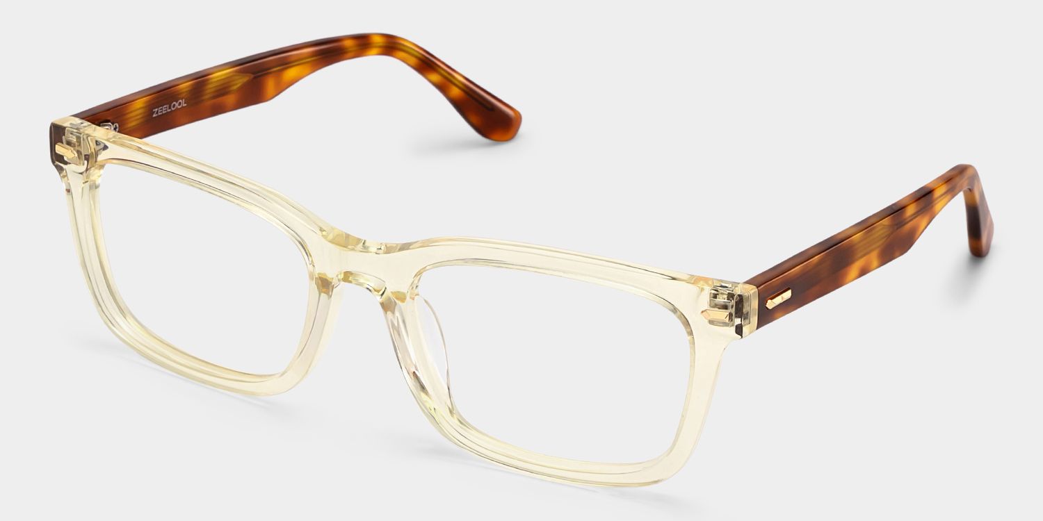 Patrick Clear Yellow Rectangle Glasses Frames for Men | ZEELOOL3