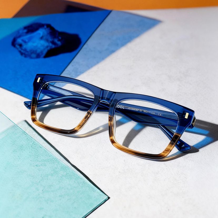 Brookins Blue Brown Rectangle Glasses