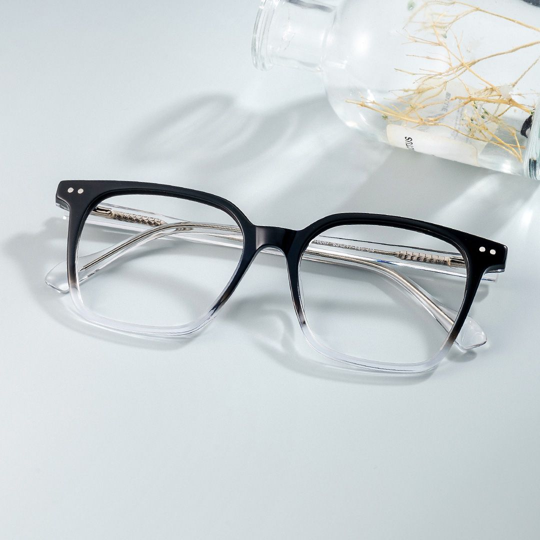 Square Black Gradient Clear Acetate Eyeglasses Frames0