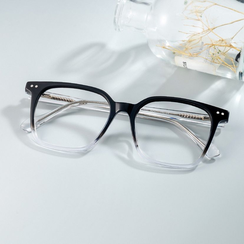 Jamaica Black Clear Square Glasses