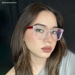 Scarlett Clear Red Square Glasses6