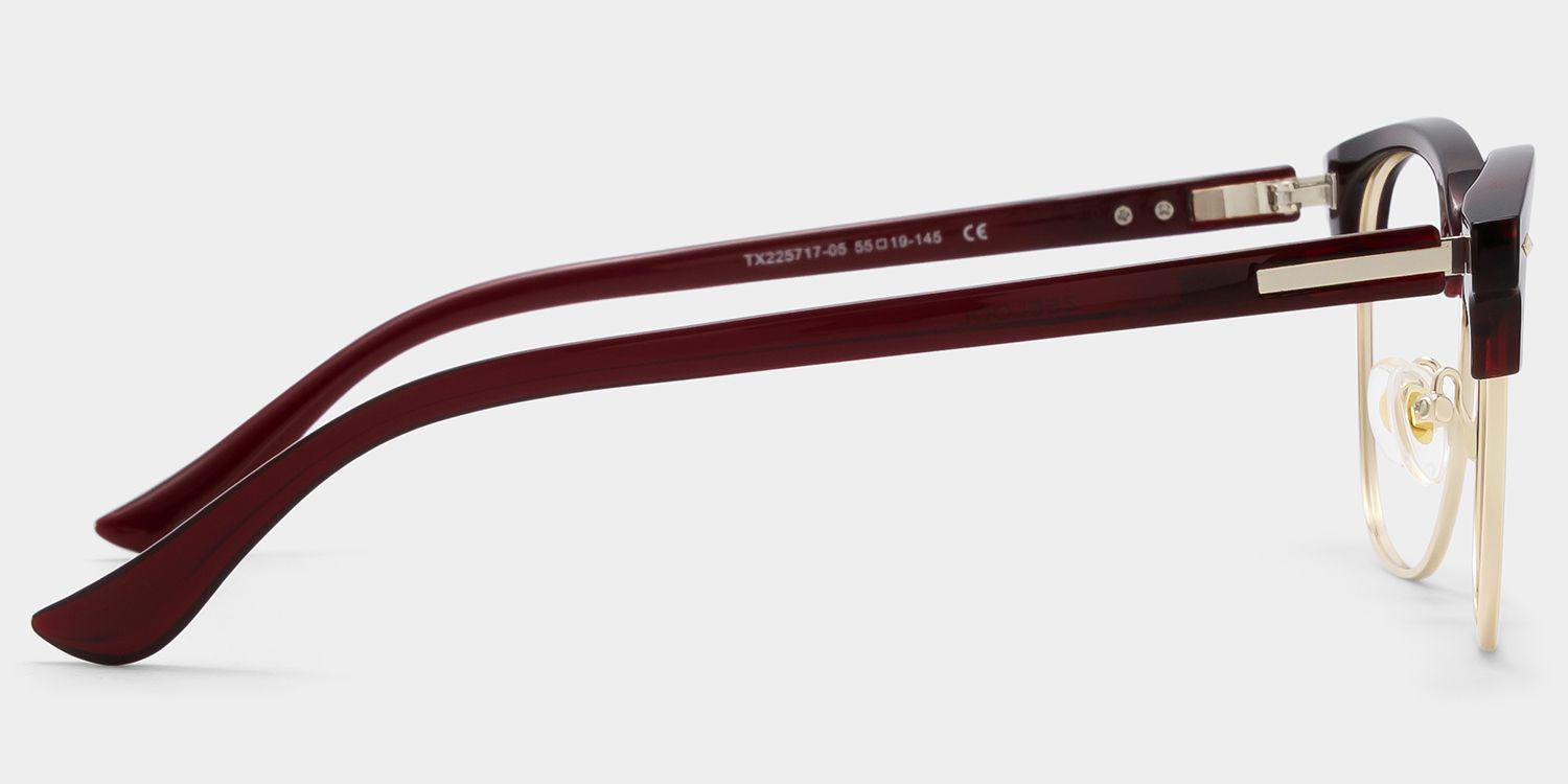 Lasha Red Browline Mixed Frame Glasses for Women | ZEELOOL4