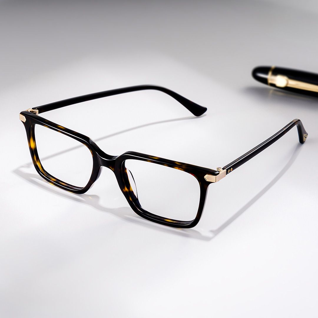 Thin Rectangle Glasses Frames in Tortoise Color0