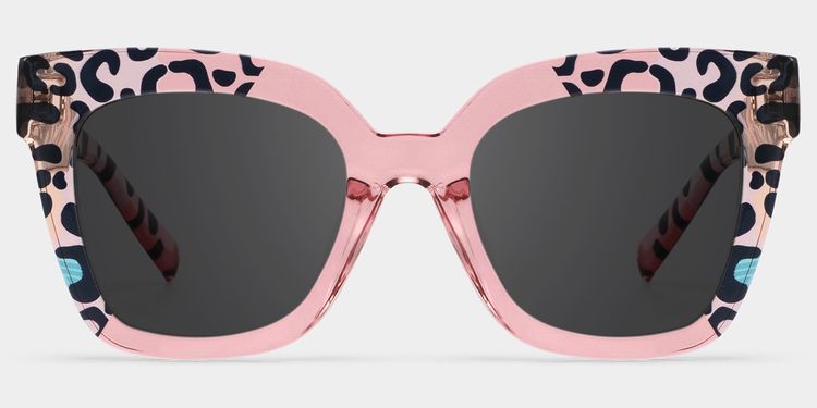 Malcolm Pink-Leopard Square Sunglasses