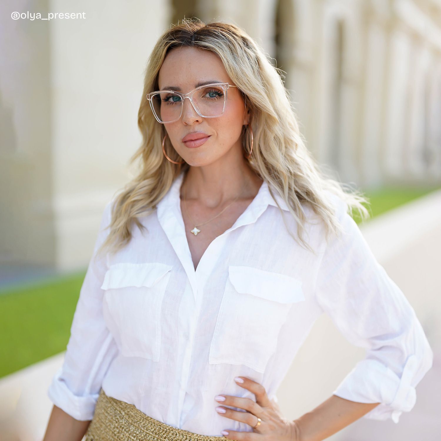 Krystle Square Clear Metal Frame Glasses | ZEELOOL8