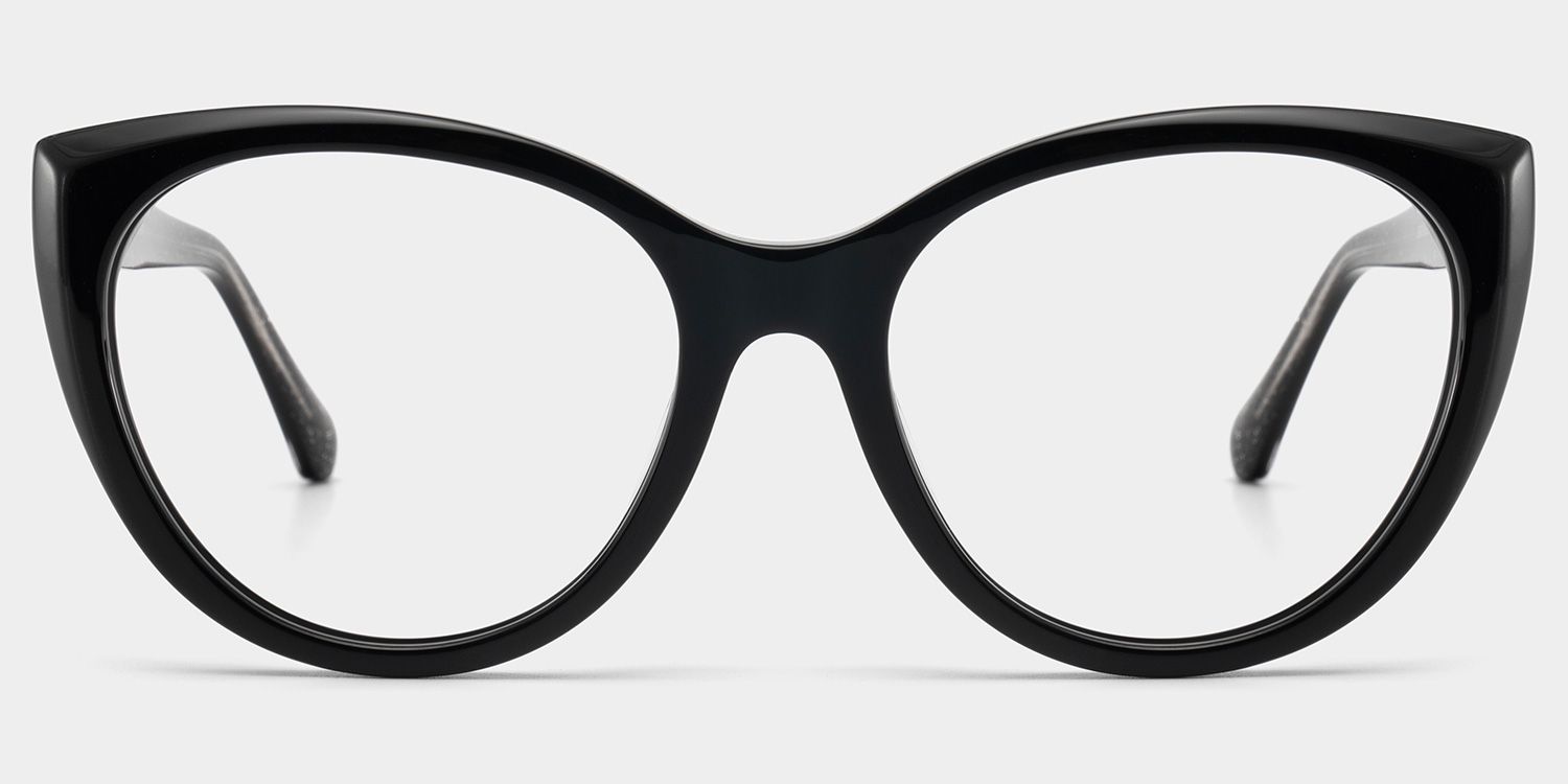 Kiera Black Cat Eye Glasses Frames in Dark Gray Glitter | ZEELOOL1
