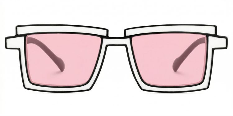 Zephyr White Rectangle Sunglasses