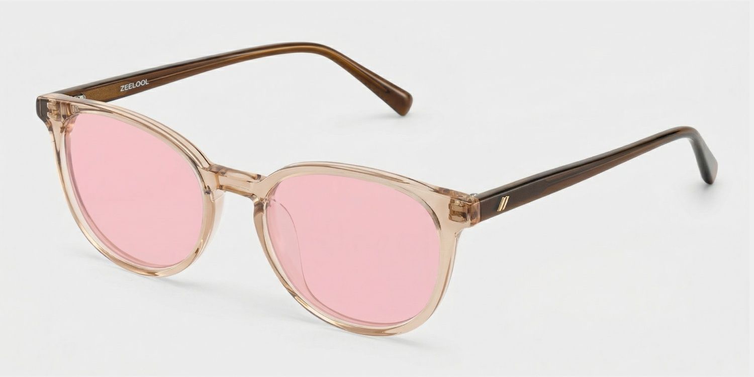 Allison Round Style Clear Brown Frame Sunglasses | ZEELOOL2