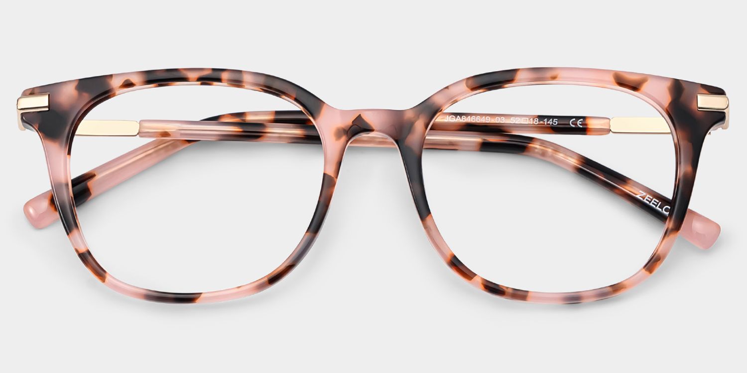 Square Pink Tortoise Eyeglasses- Vilmarie Acetate Frame Glasses2