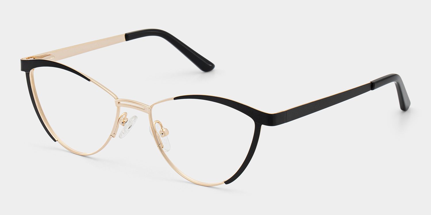 Sydney Cat Eye Metal  Black Frame Glasses | Zeelool3