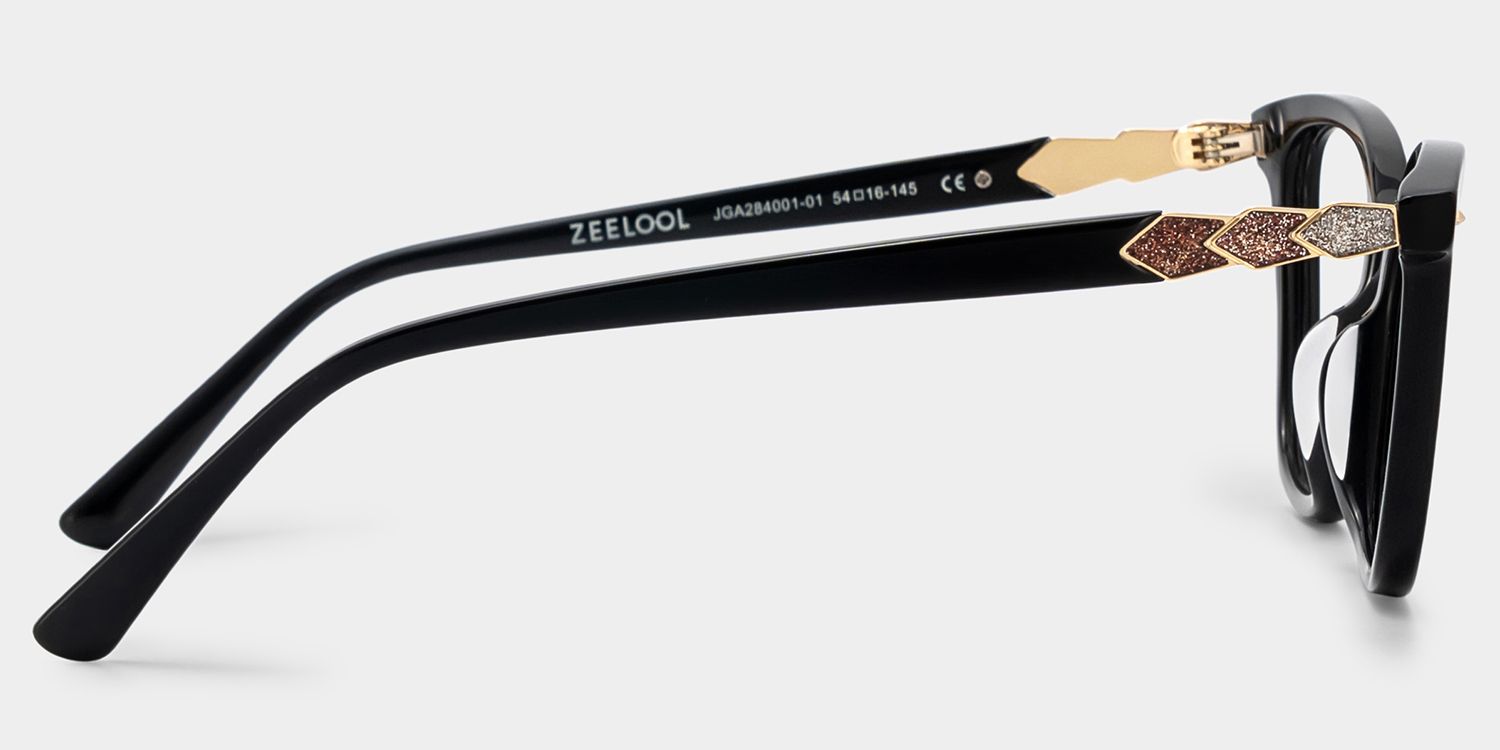 Theo Acetate Black Frame Glasses with Square Shape | Zeelool4