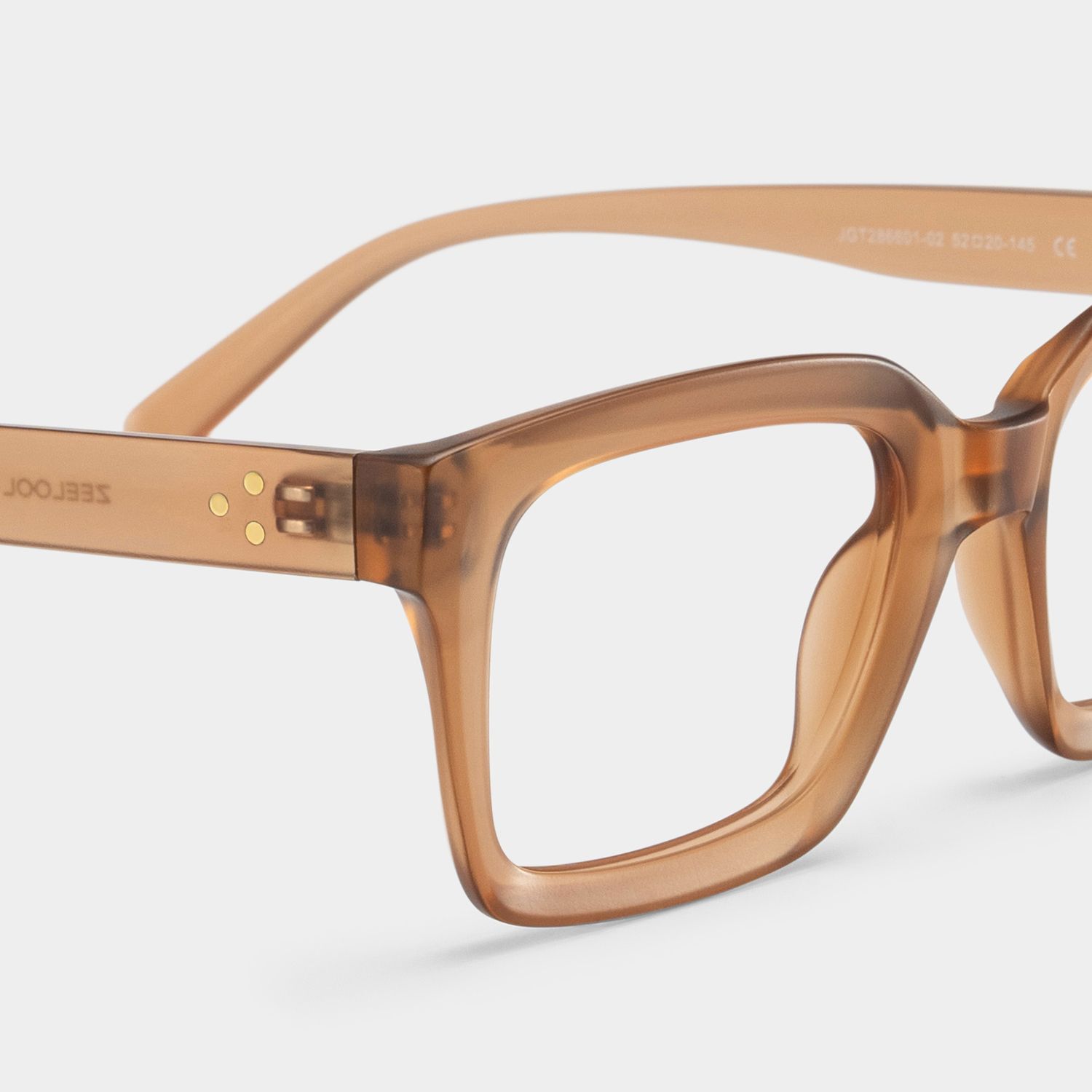Marley Transparent Beige Rectangle Glasses for Ladies | ZEELOOL4