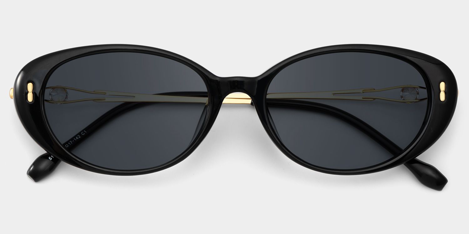 Blaire Oval Black Prescription Sunglasses | ZEELOOL1