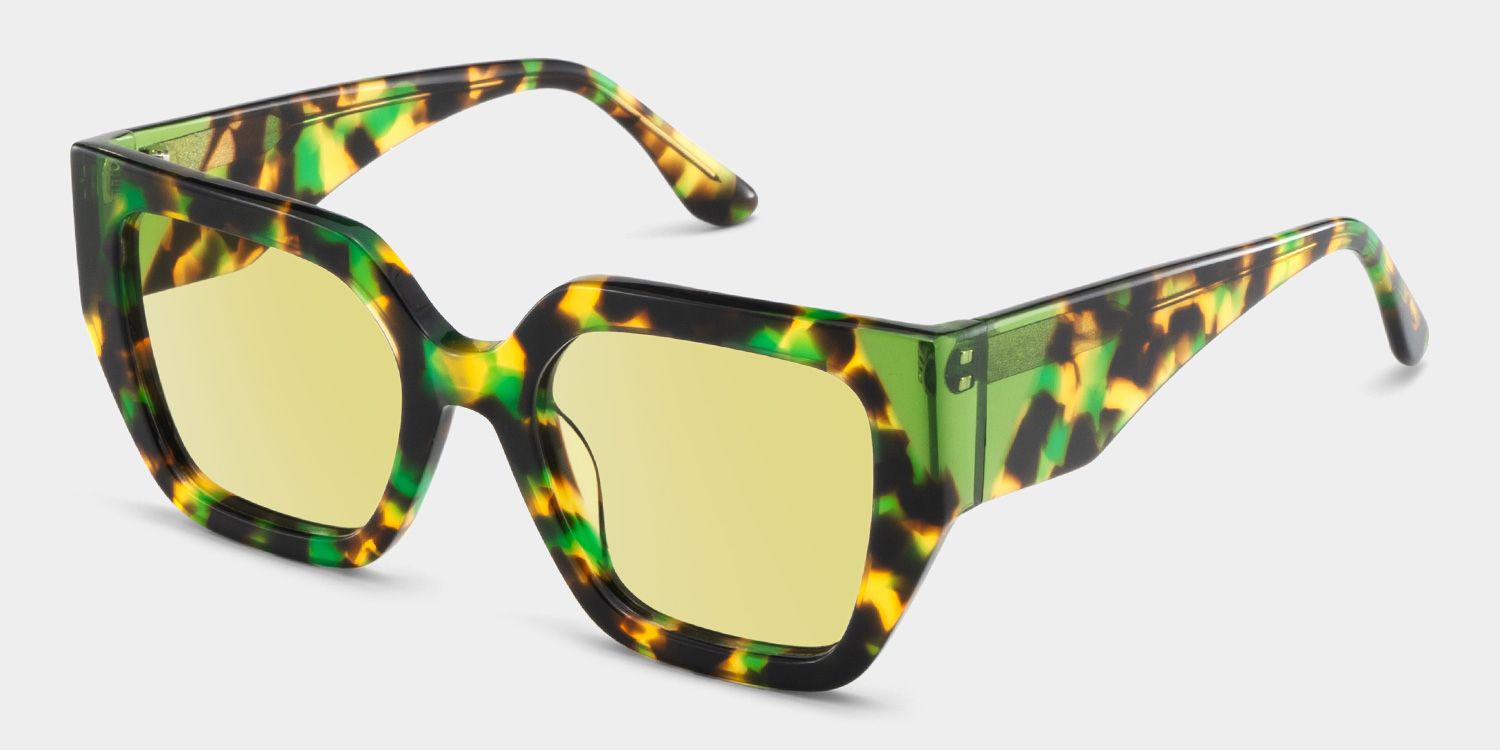 Viva Acetate Green Tortoise Square Frame Sunglasses | ZEELOOL2
