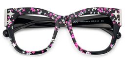 Minfia Black Pink Square Glasses2