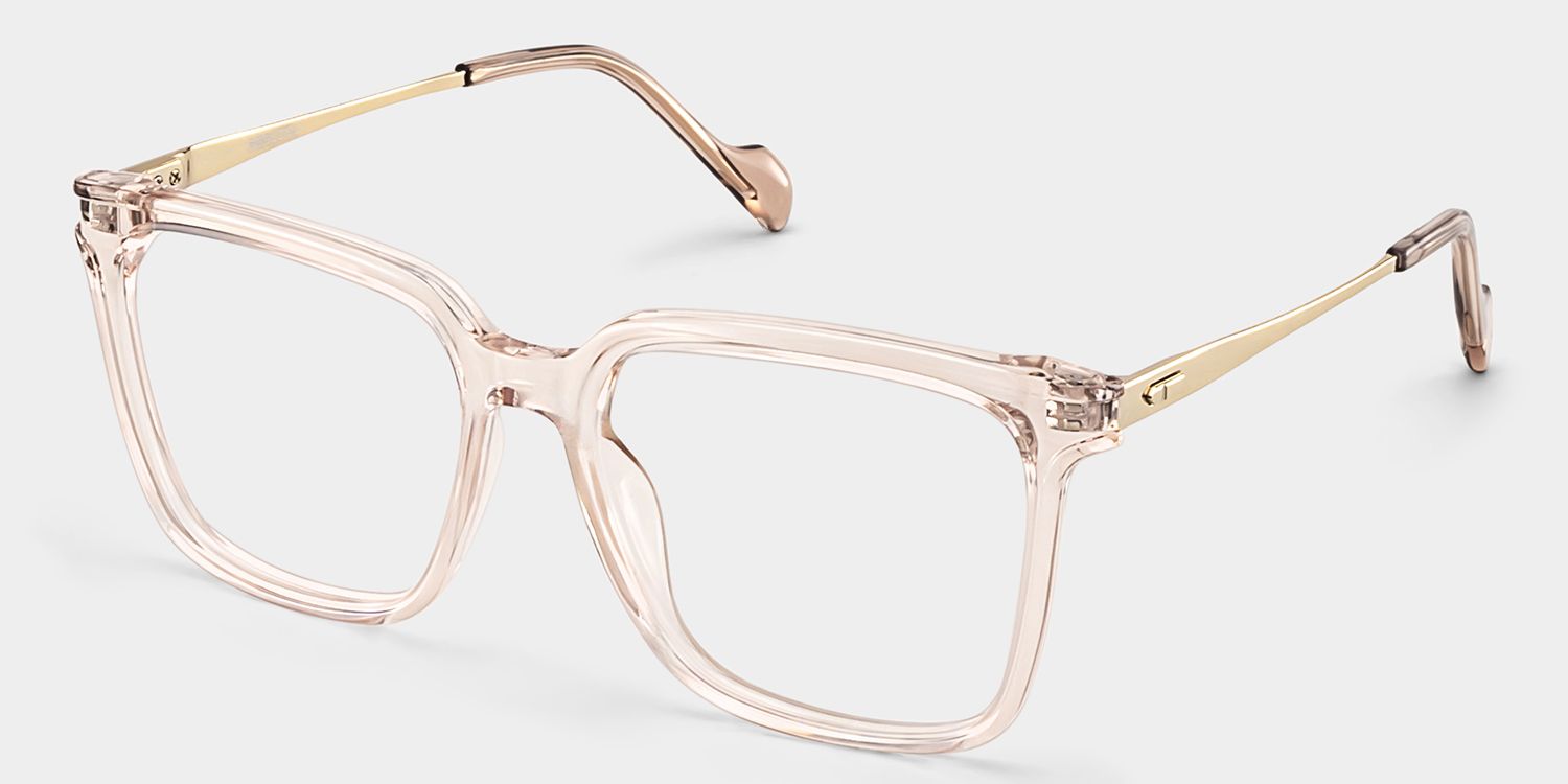 Thin Beige Frame Glasses With Square Shape2