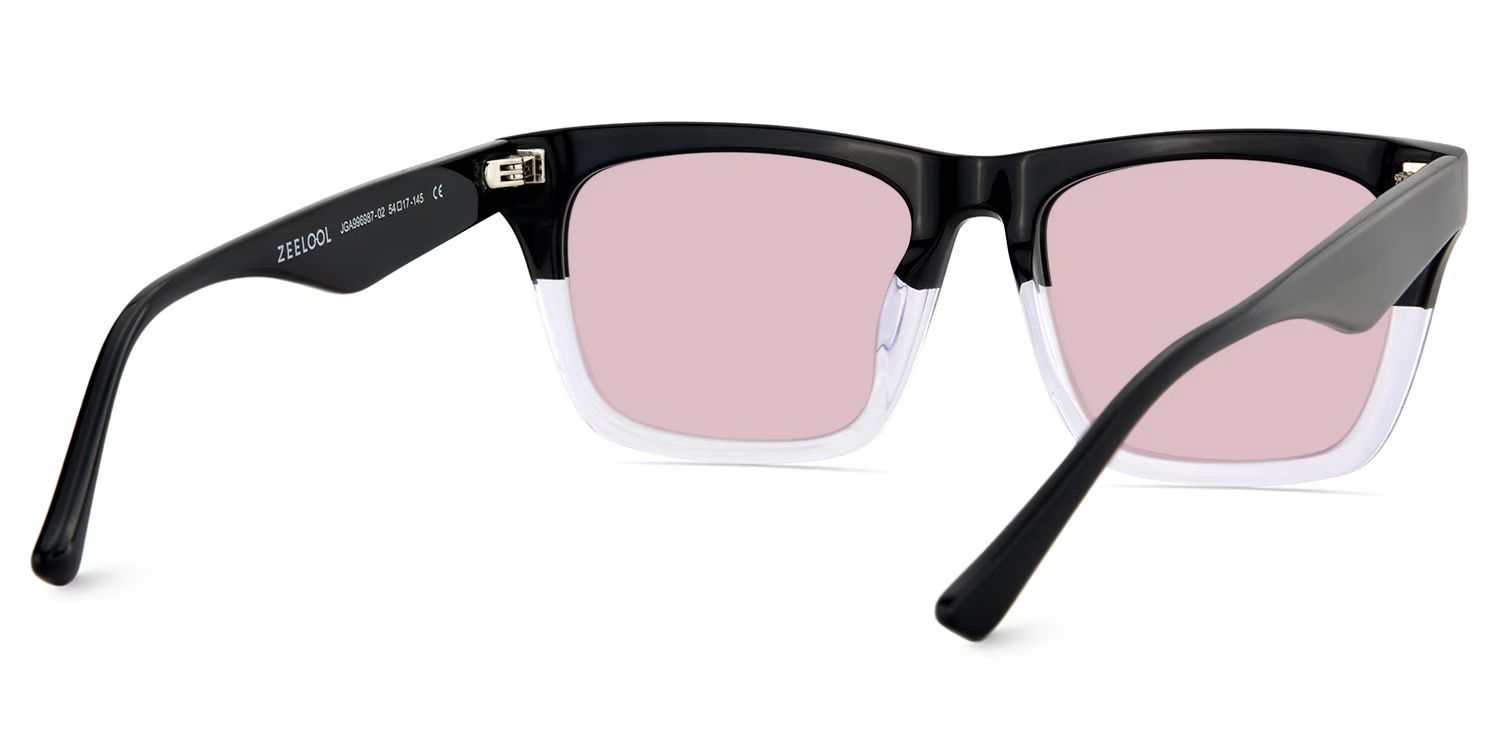 Brookins Rectangle Style Black Clear Frame Sunglasses | ZEELOOL4