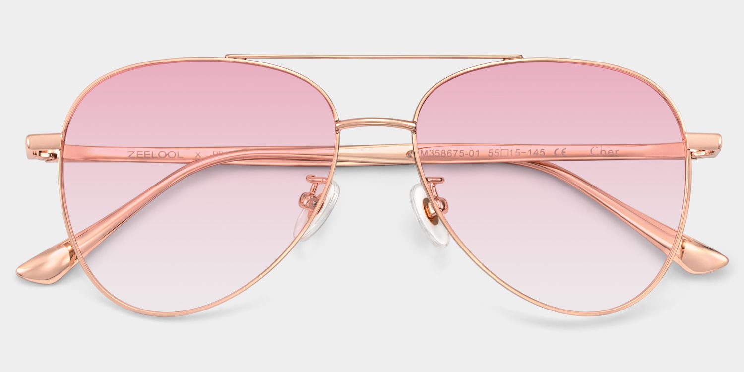 Cher Aviator Rose Gold Frame Sunglasses Online Sale | ZEELOOL2