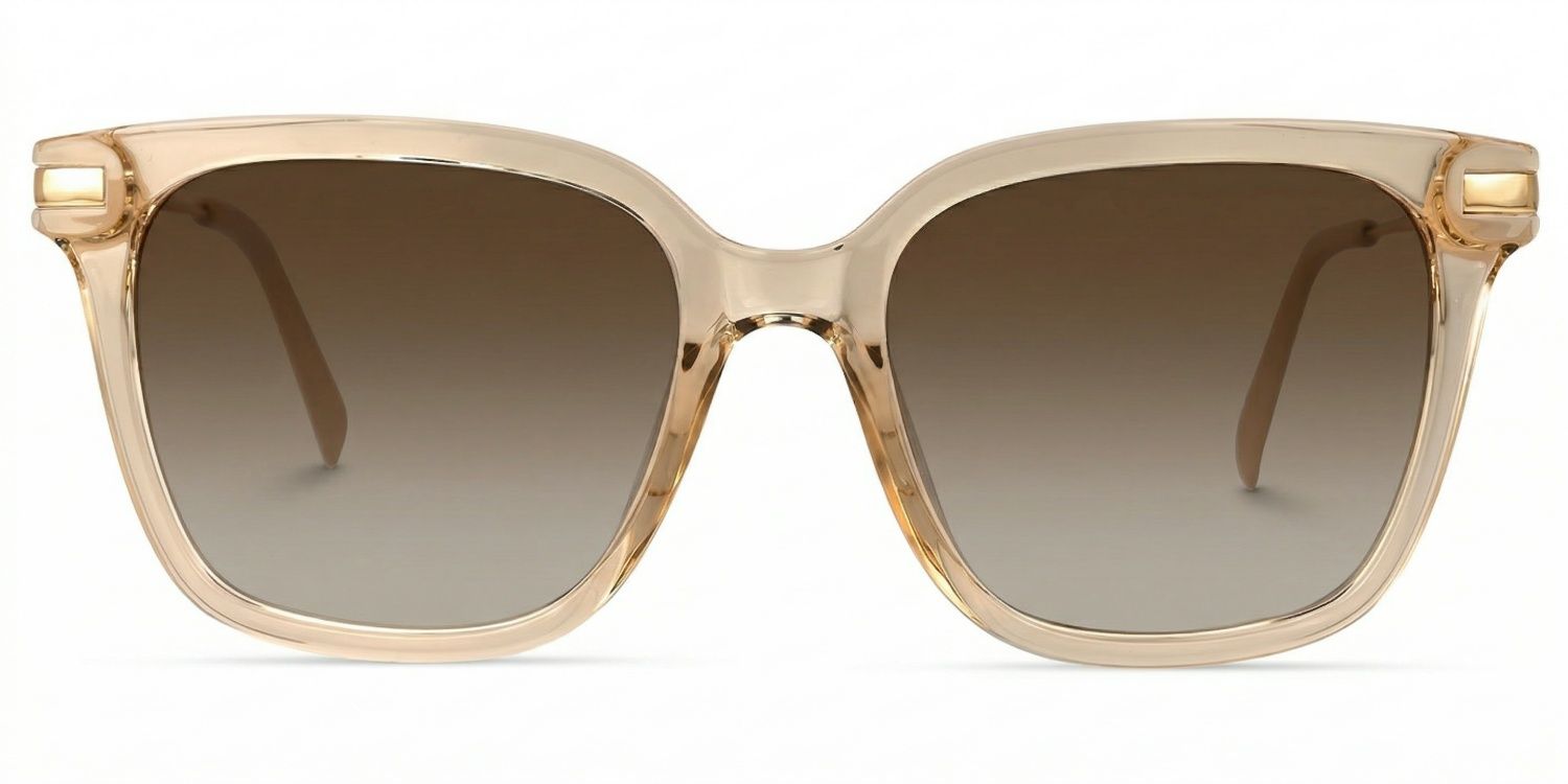 Jacqui Rectangle Style Beige Frame Sunglasses | ZEELOOL0