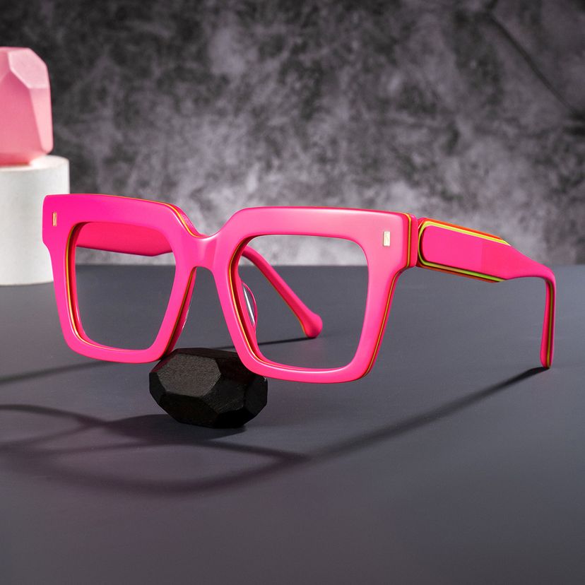 Gilberto Bright Pink Square Glasses