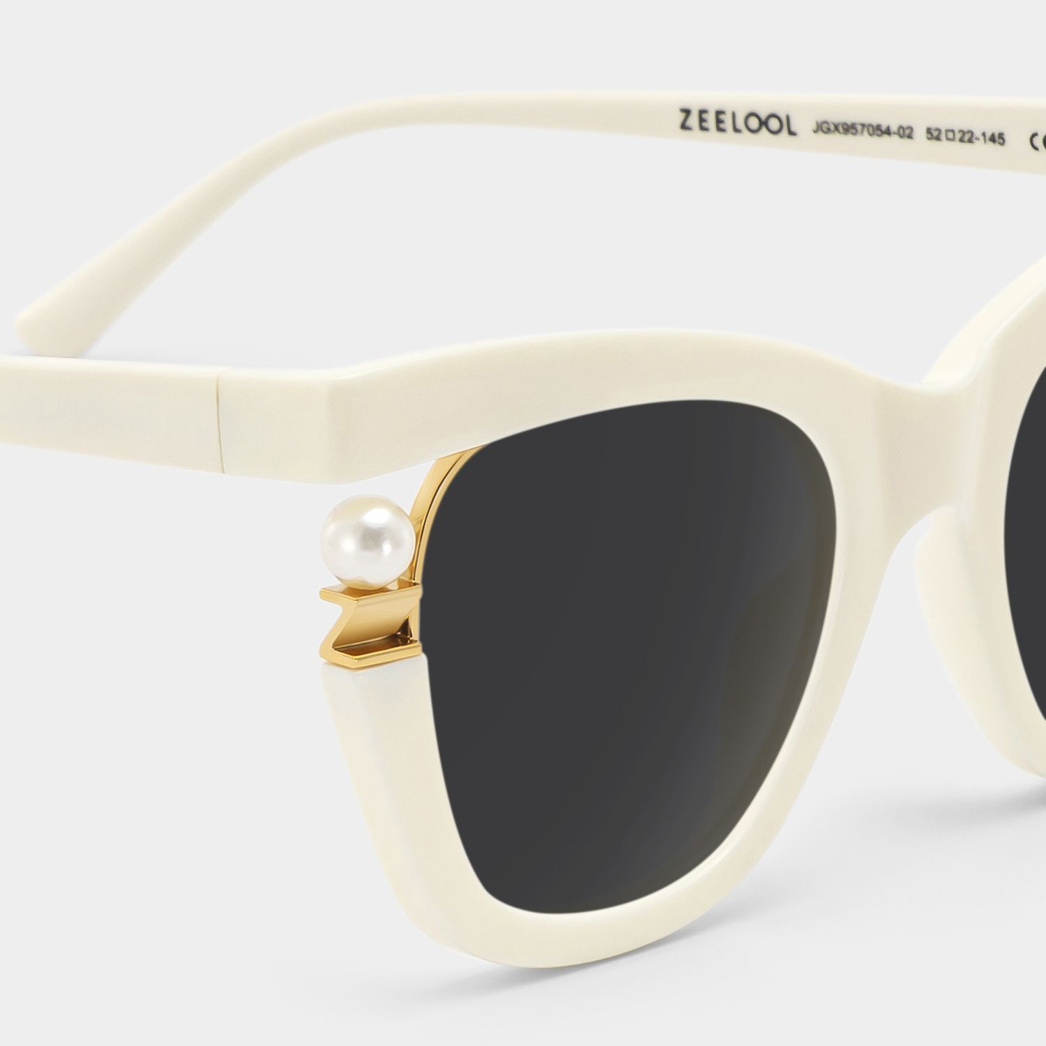Pearl Cat Eye Style White Frame Sunglasses | ZEELOOL4