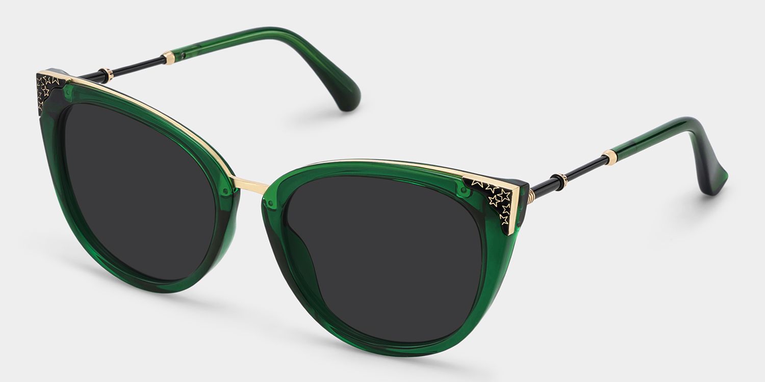 Dalton Mixed Dark-Green Cat Eye Frame Sunglasses | ZEELOOL2