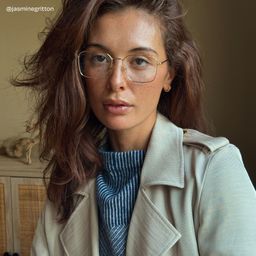 Leah Gold Rectangle Glasses6