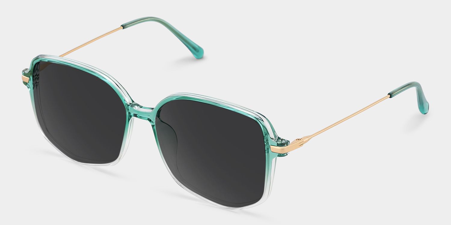 Payton Tr90 Green Geometric Frame Sunglasses | ZEELOOL2