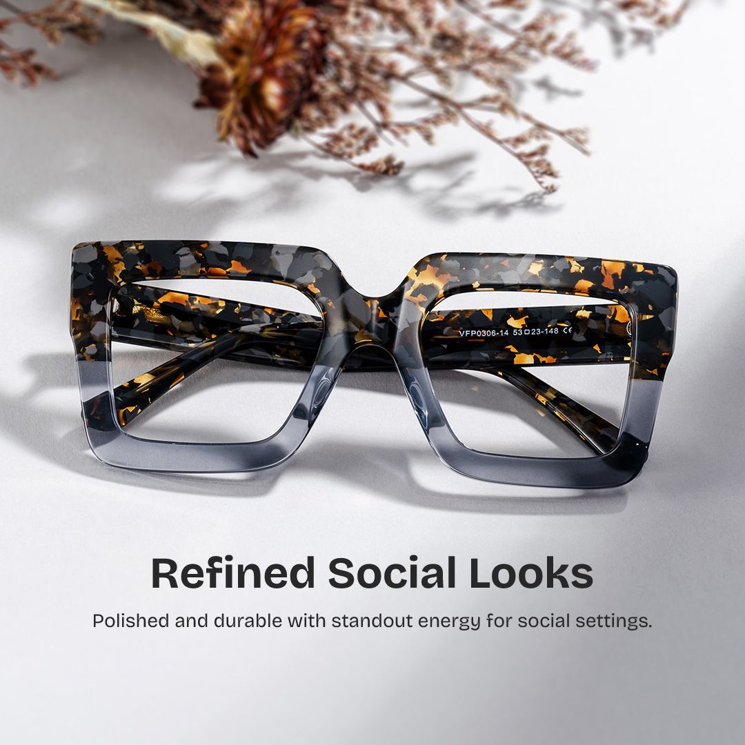 Brandon Square Gray Glasses with Two-Tone Frames | ZEELOOL0