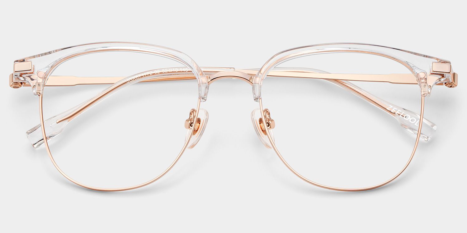 Oversized Browline Glasses With Clear and Rose Gold Color2