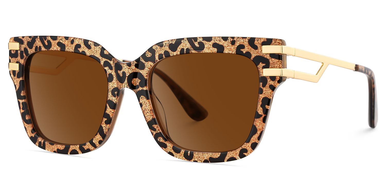 Lidia Leopard Square Polarized Sunglasses for Driving | ZEELOOL2
