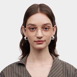 Felicity Gold yellow Geometric Glasses0