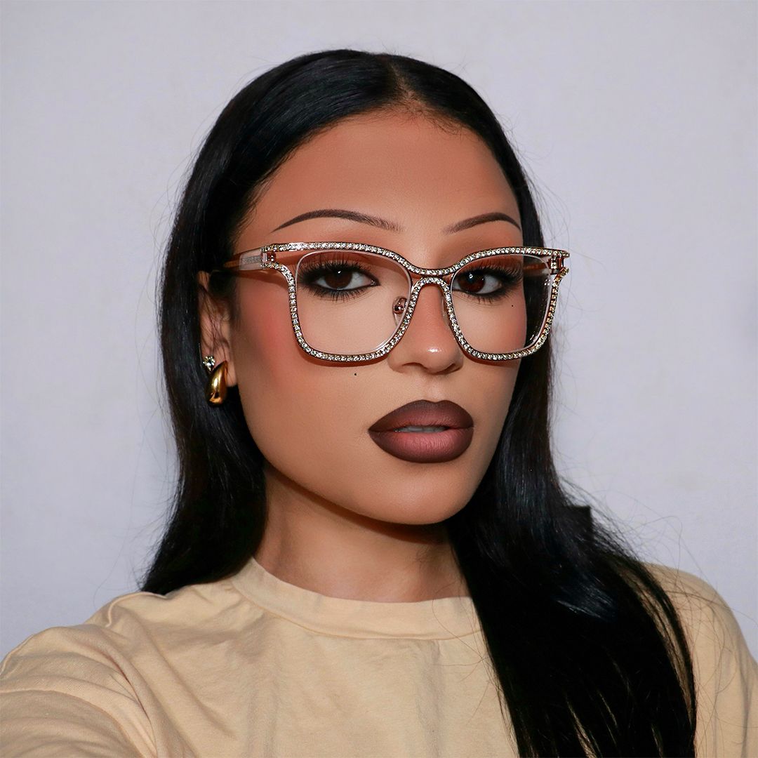Shine Square Gold Metal Frame Glasses for Women | ZEELOOL6