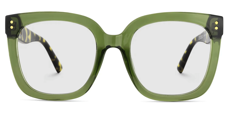 Ebony Green Tortoise Square Glasses