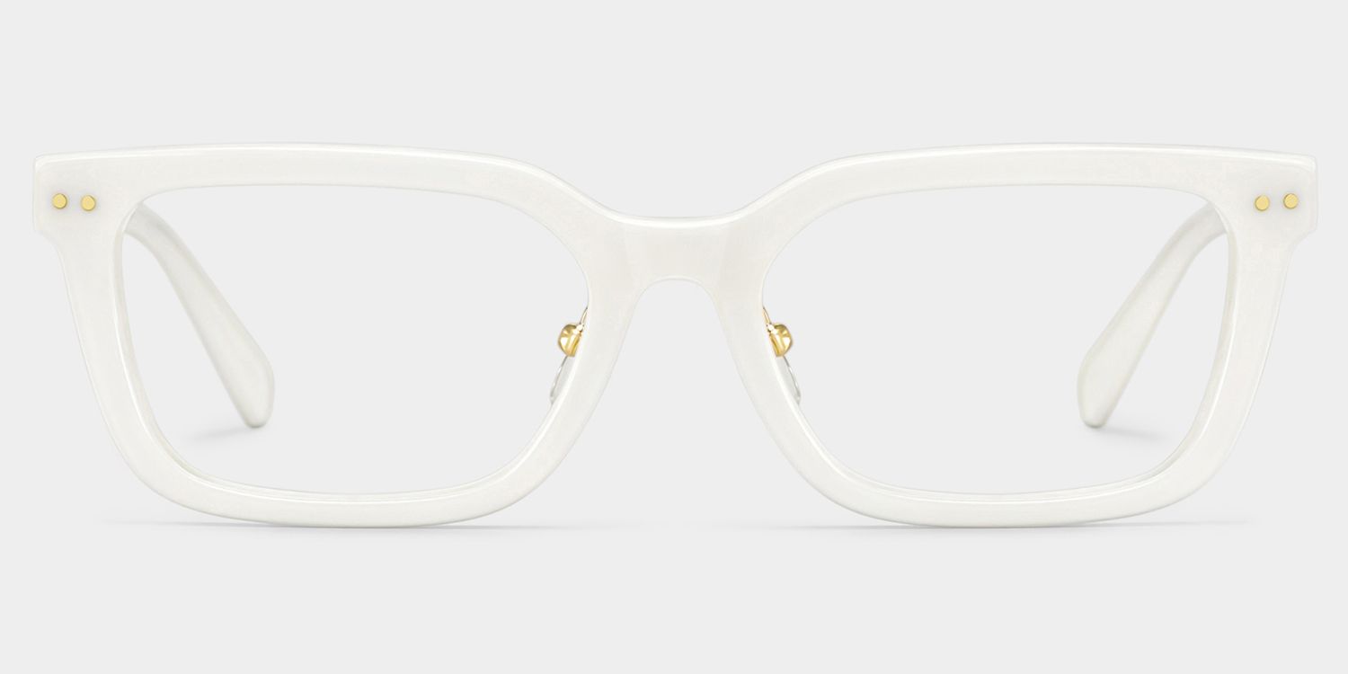 Remy White Rectangle Glasses | Clean Athleisure Style1